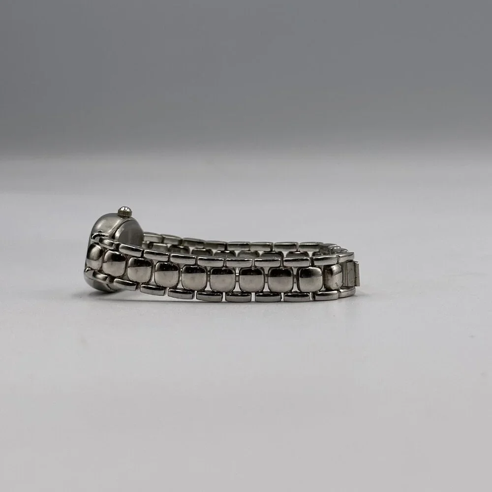 3/$30 L.A. Express Watch Women Silver Tone Blue Mother Of Pearl Dial 6.5" - Picture 9 of 14